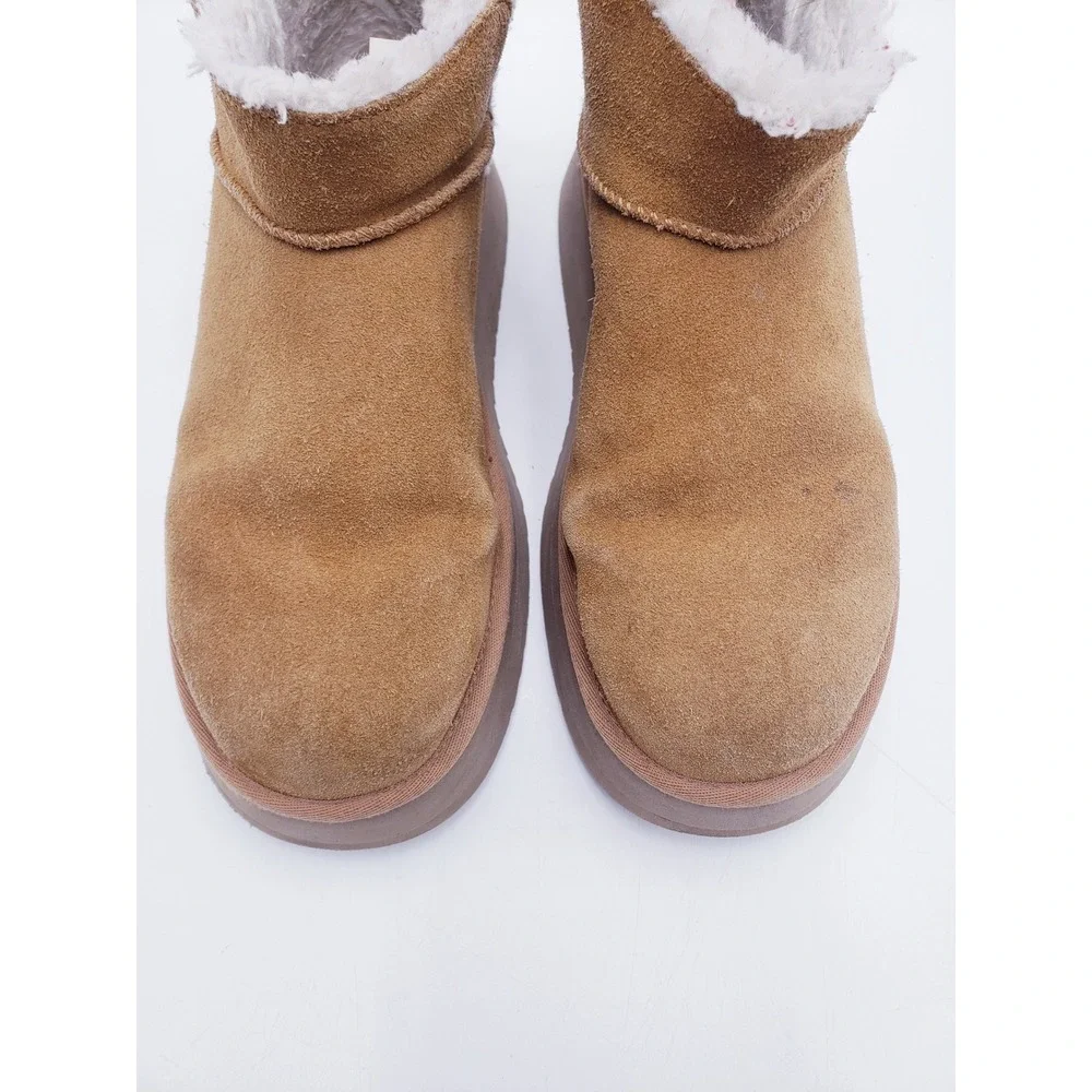 Koolaburra by UGG Koola Ultra Mini Platform Boot Chestnut Suede Shearling Size 8